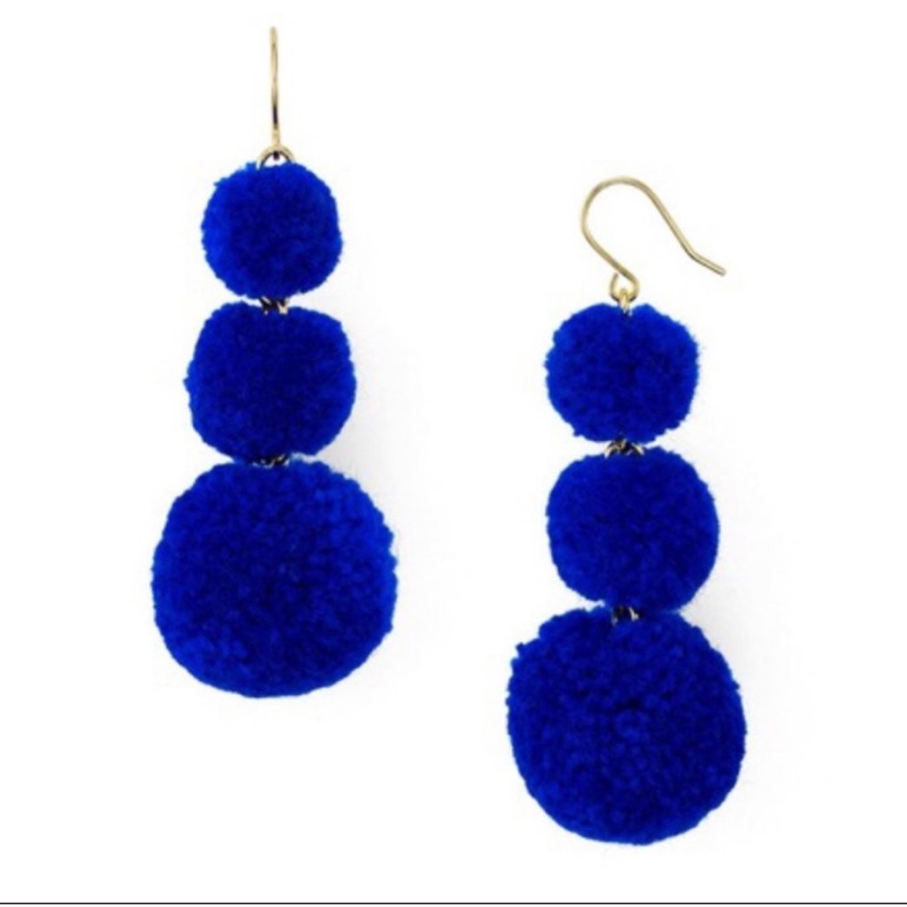 NWT Baublebar Blue Pompom Statement Earrings